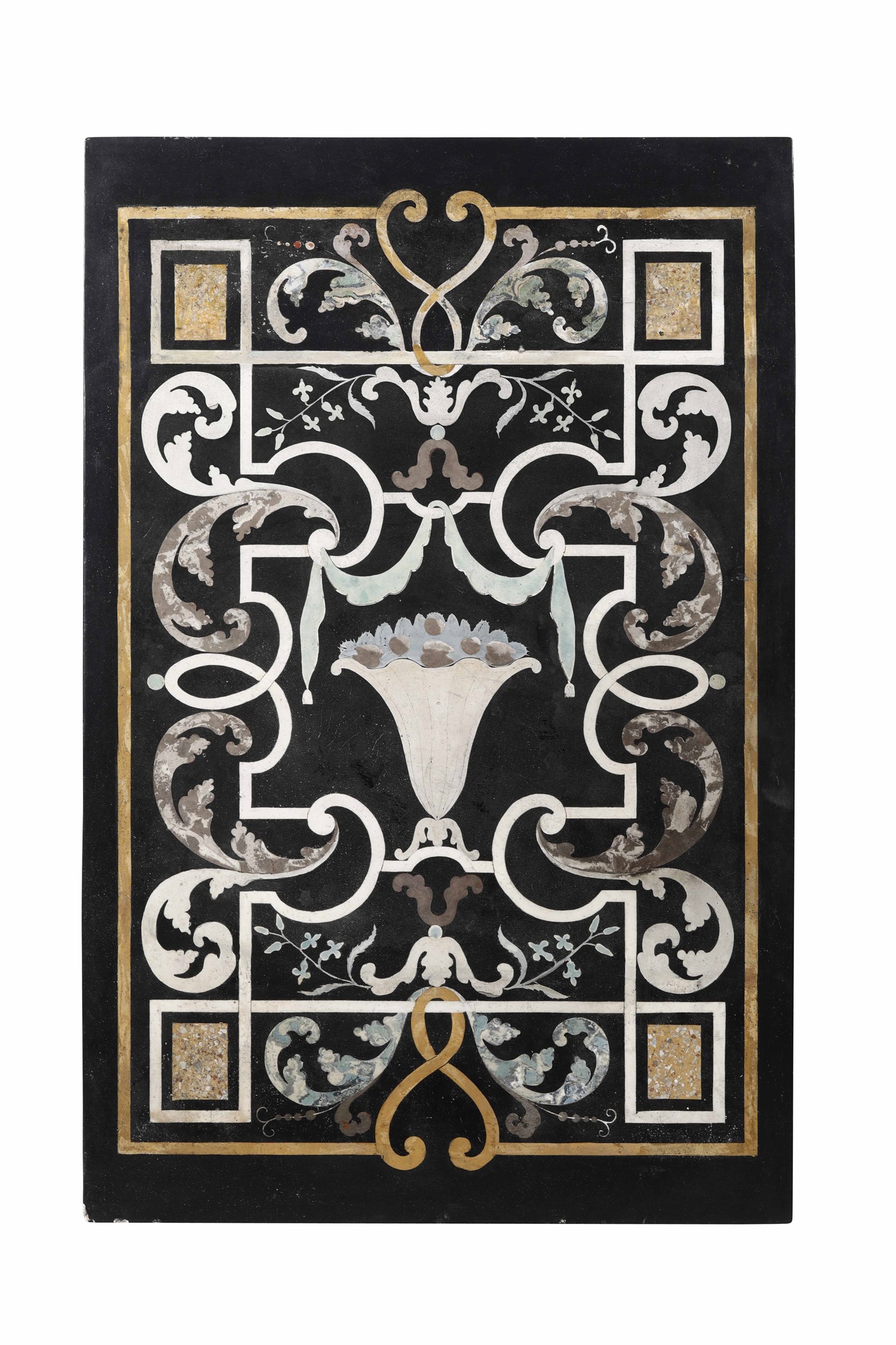Pannello in scagliola policroma. Bottega emiliana del XVIII secolo, - cm 91x59 [...]