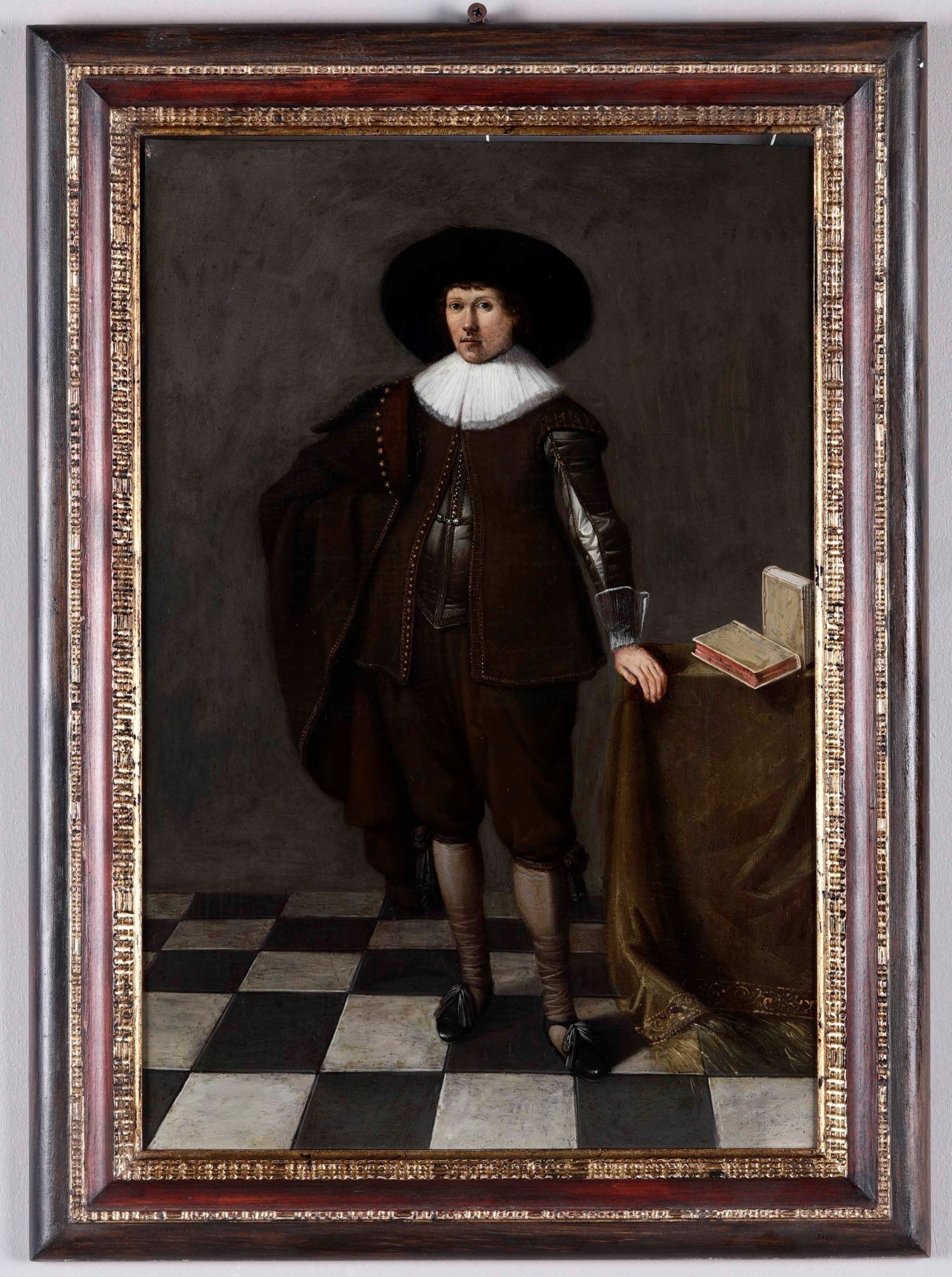 Artista fiammingo del XVII secolo, Gentiluomo in piedi in abito marrone - olio su [...]