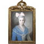 Artista francese del XIX secolo, Ritratto di giovane donna in abito azzurro - [...]
