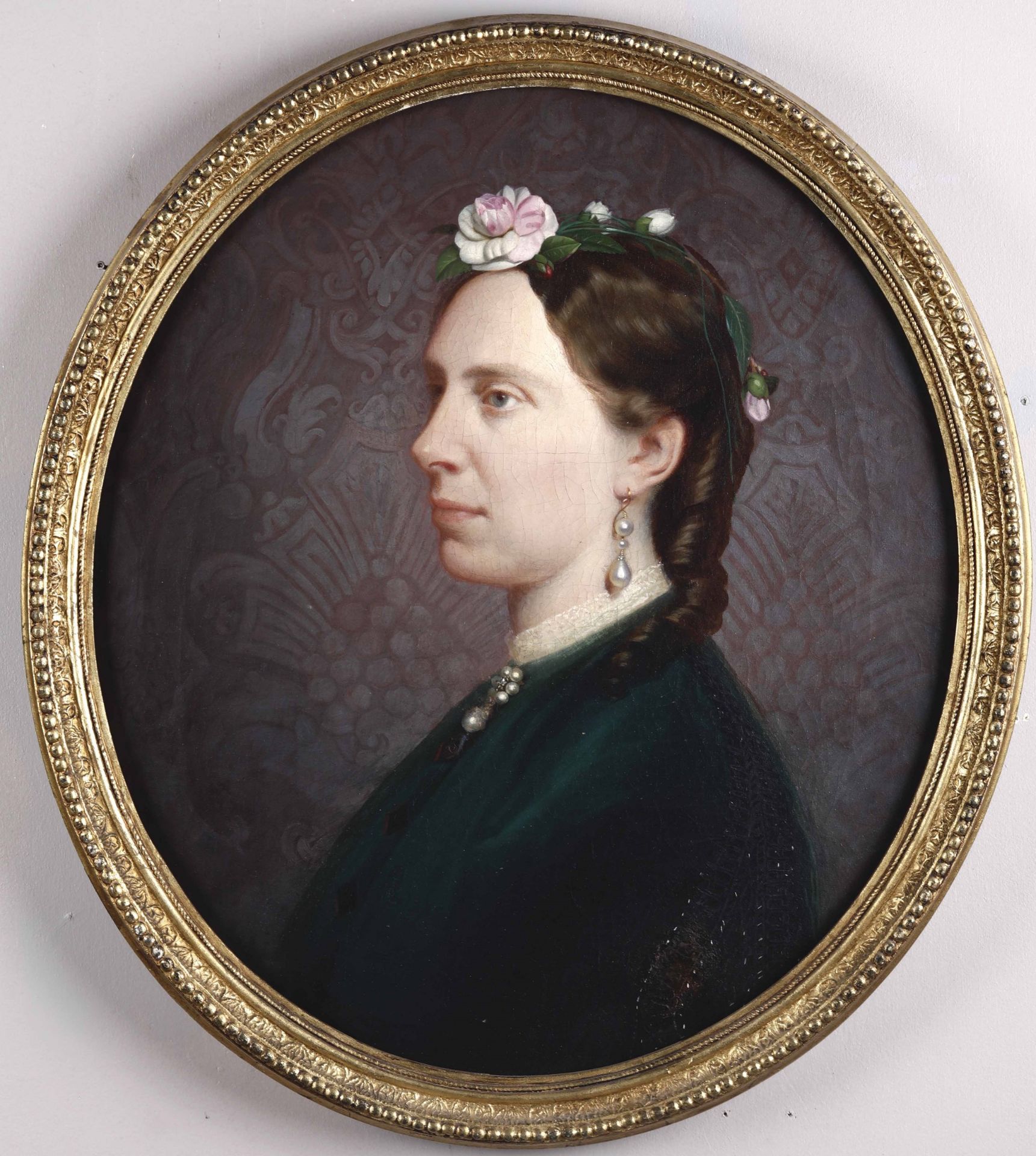 Artista della seconda metà del XIX secolo, Ritratto di signora di profilo - olio su [...]
