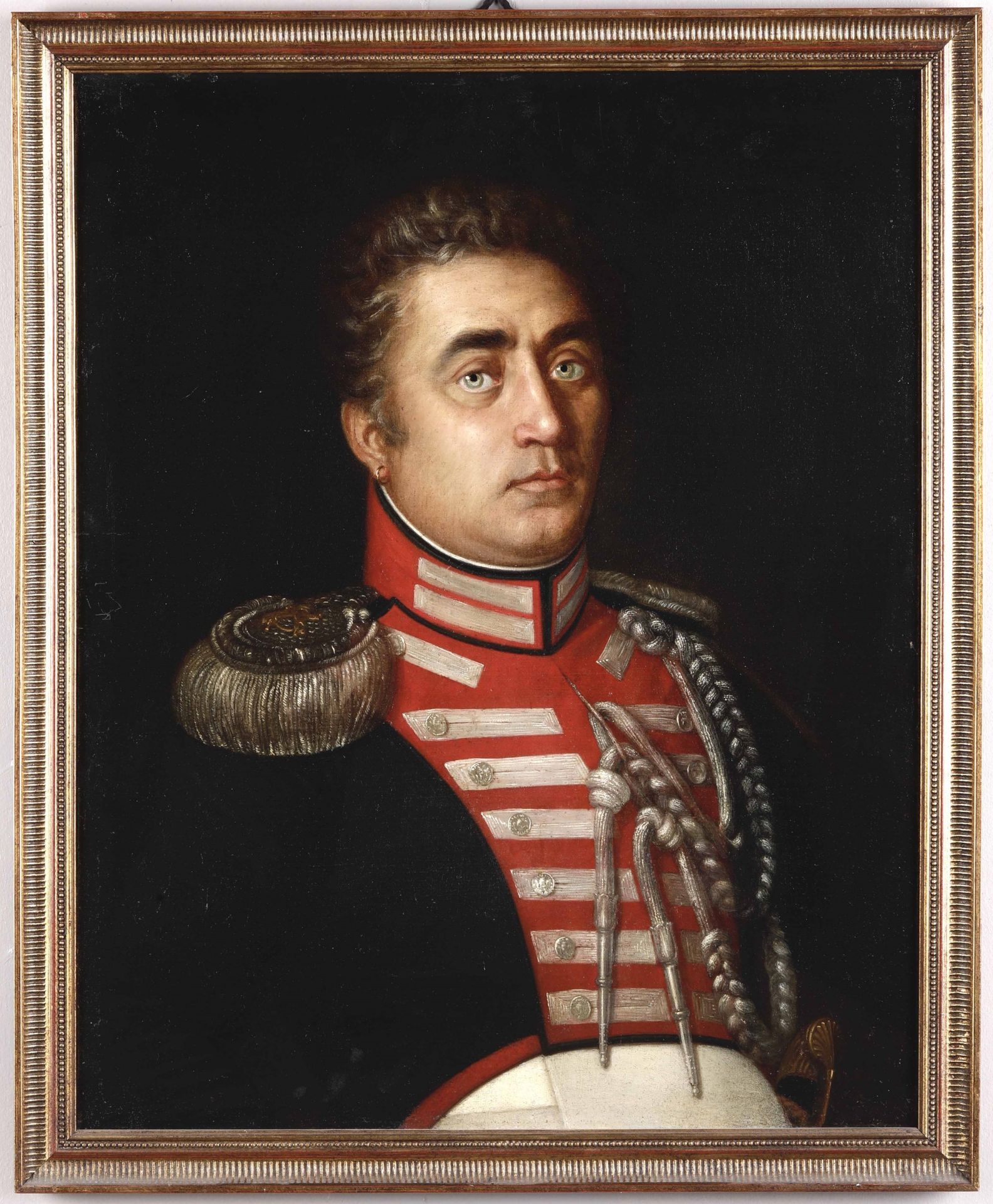 Artista della fine del XVIII secolo, Ritratto di ufficiale - olio su tela, cm 62x49 -