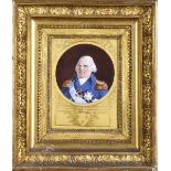 Artista dell'inizio del XIX secolo, Luigi XVIII - Placca in porcellana, cm 15,x11,5 -