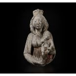 Madonna con Bambino Pietra con tracce di cromia Arte del XVII secolo, - altezza cm 37 -