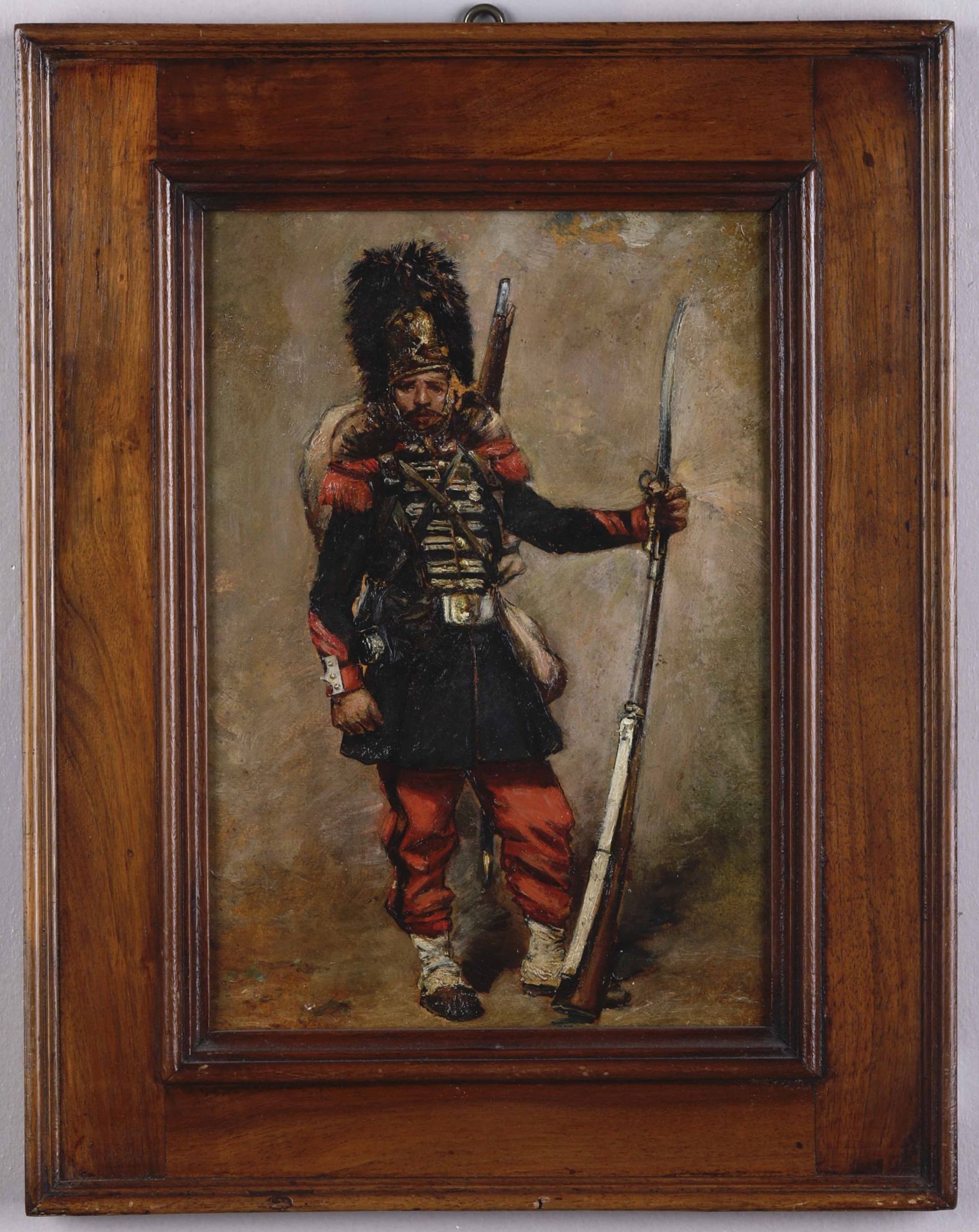 Artista della fine del XIX secolo, Militare in piedi con fucile in mano - olio su [...]