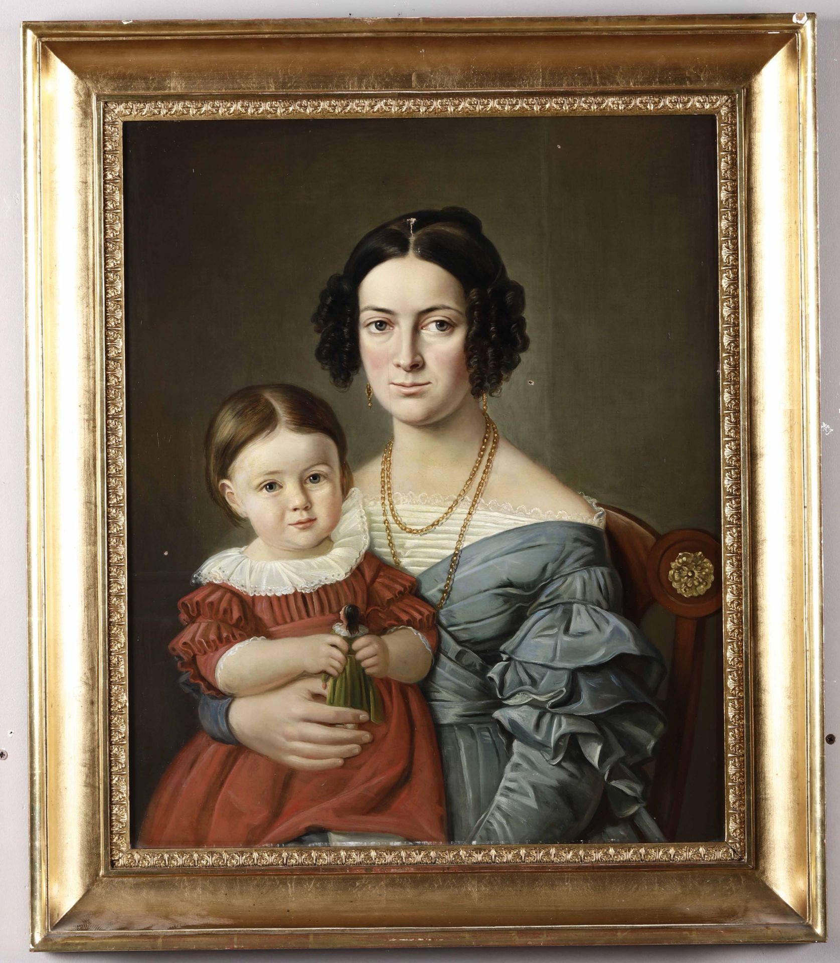 Artista neoclassico, prima metà XIX secolo, Ritratto di signora in azzurro con [...]