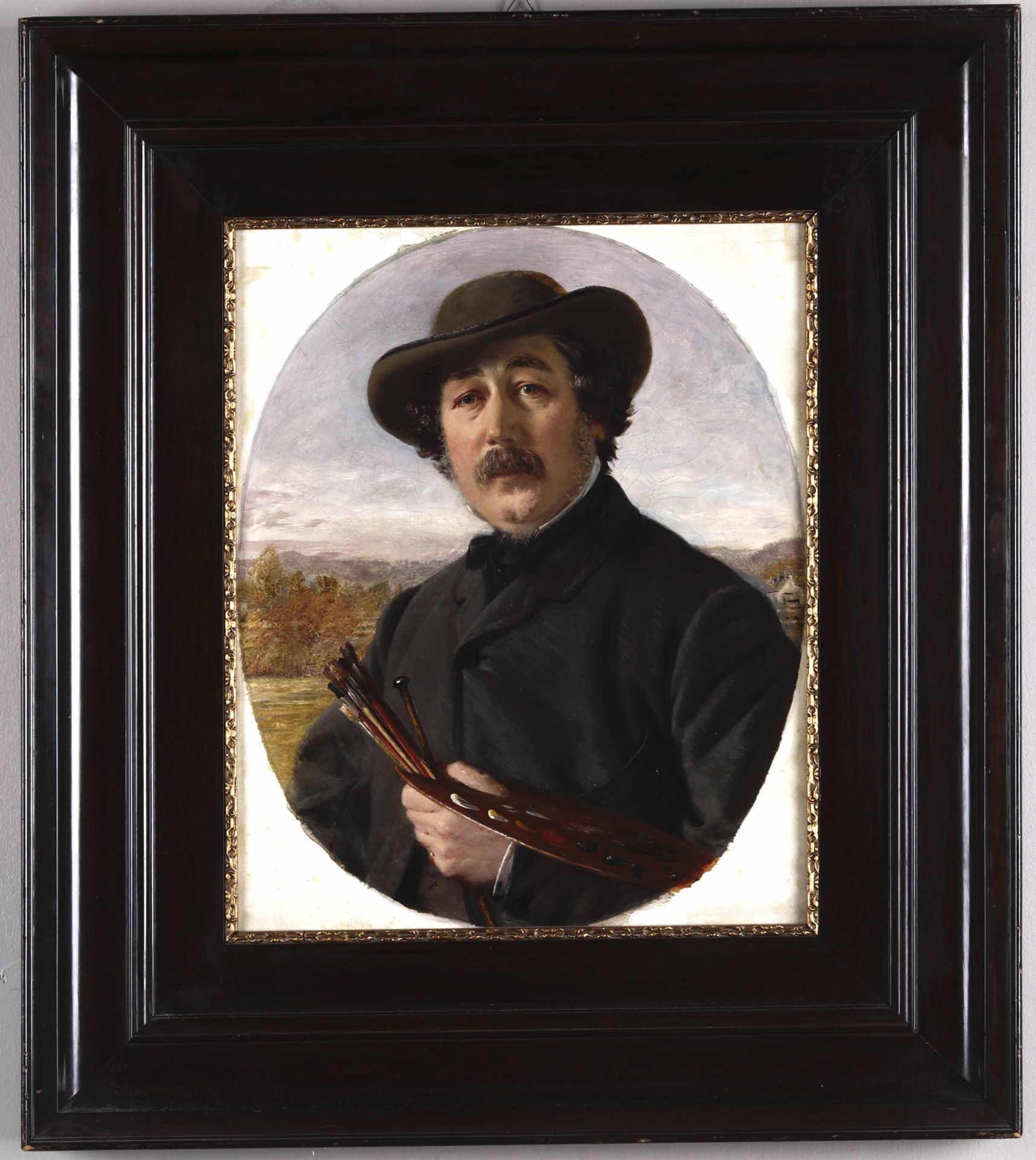Artista del XIX secolo, Ritratto di pittore - olio su tela, cm 38x31,5 -