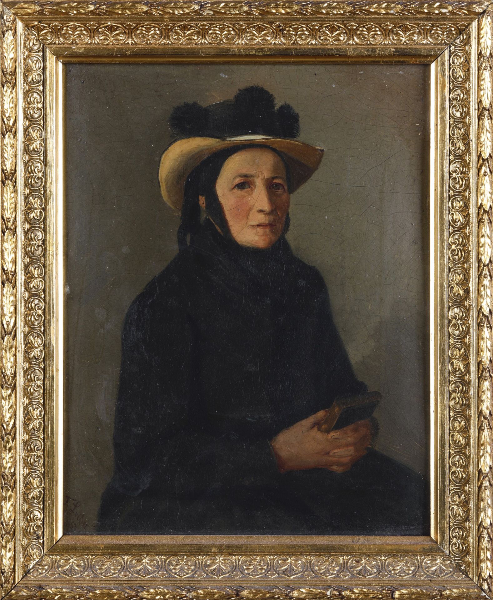 Artista del XIX secolo, Ritratto di signora - olio su lastra metallica, cm 23x18 -