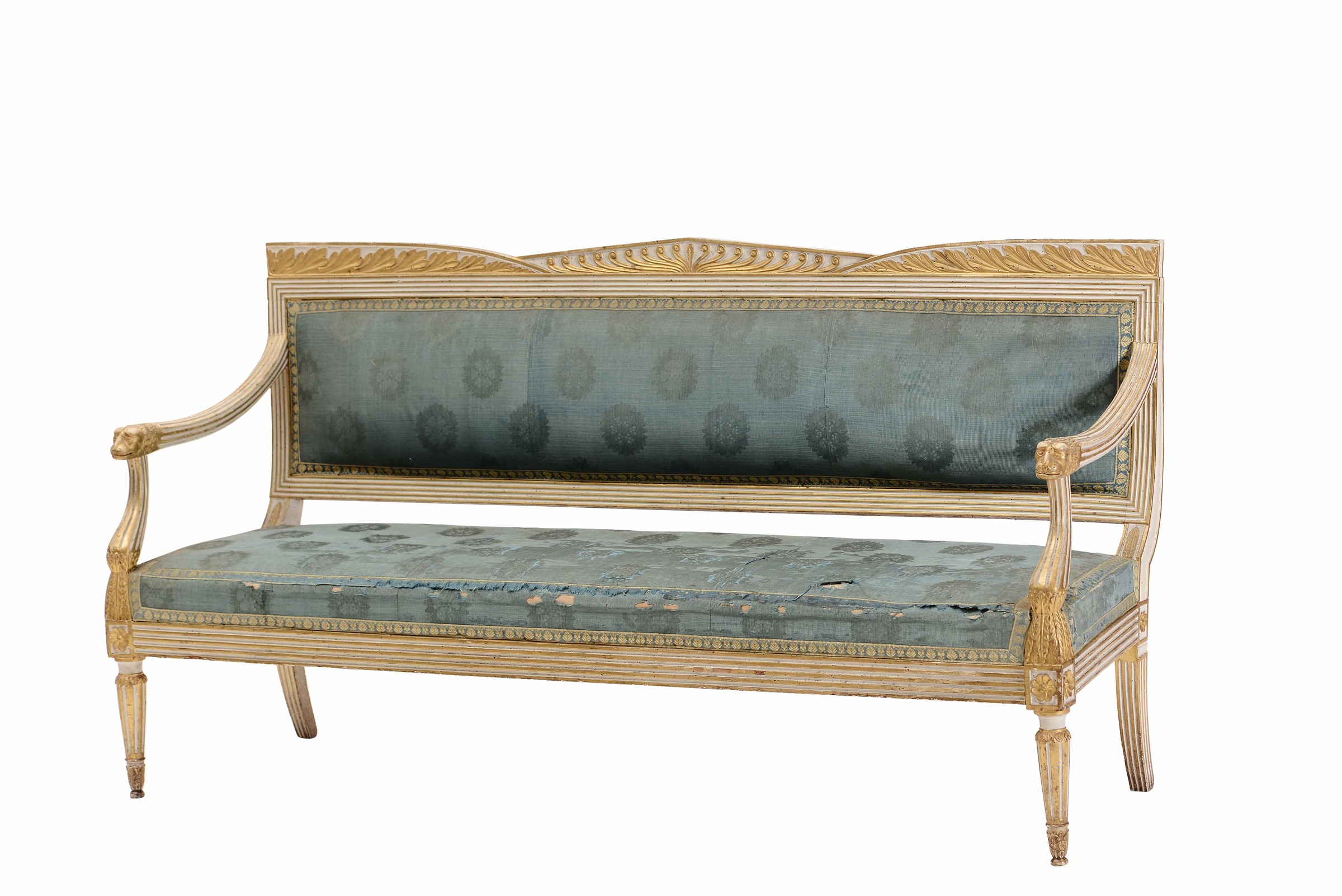 Coppia di divanetti in legno laccato e dorato. Napoli XVIII-XIX secolo, - braccioli [...] - Image 2 of 2