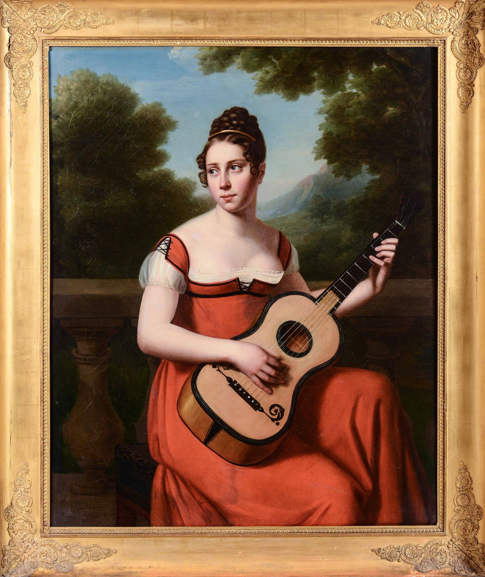 L.P. Julie Volpeliere (circa 1785 - 1842), Ritratto di gentildonna che suona una [...]