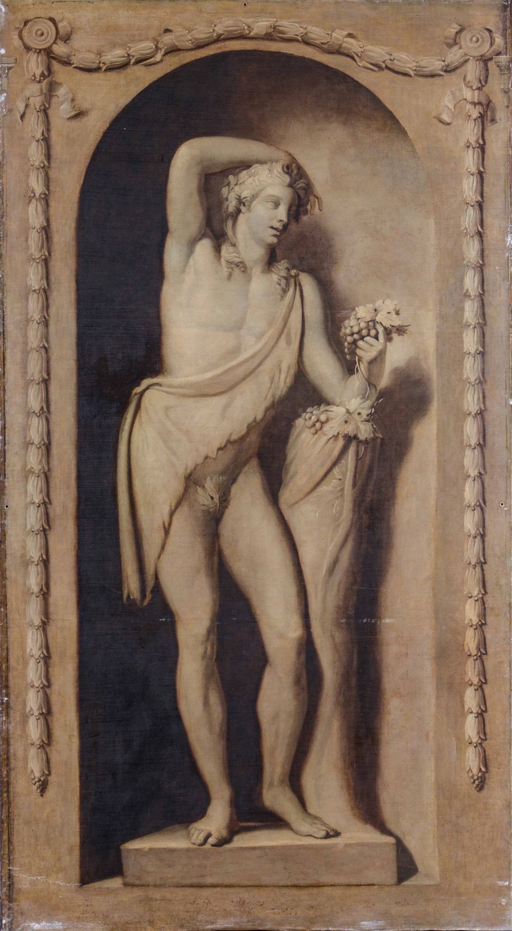 Scuola neoclassica, Dioniso e Apollo - coppia di grisailles su tela, cm 225x125 - 6000 - - Bild 2 aus 4