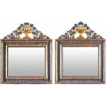 Due specchiere in legno dorato e brunito, Inghilterra, XIX secolo, - cimasa centrata [...]