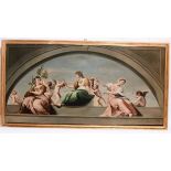 Scuola neoclassica, Scena allegorica entro lunetta - olio su tela, cm 91x188 - 2500 -