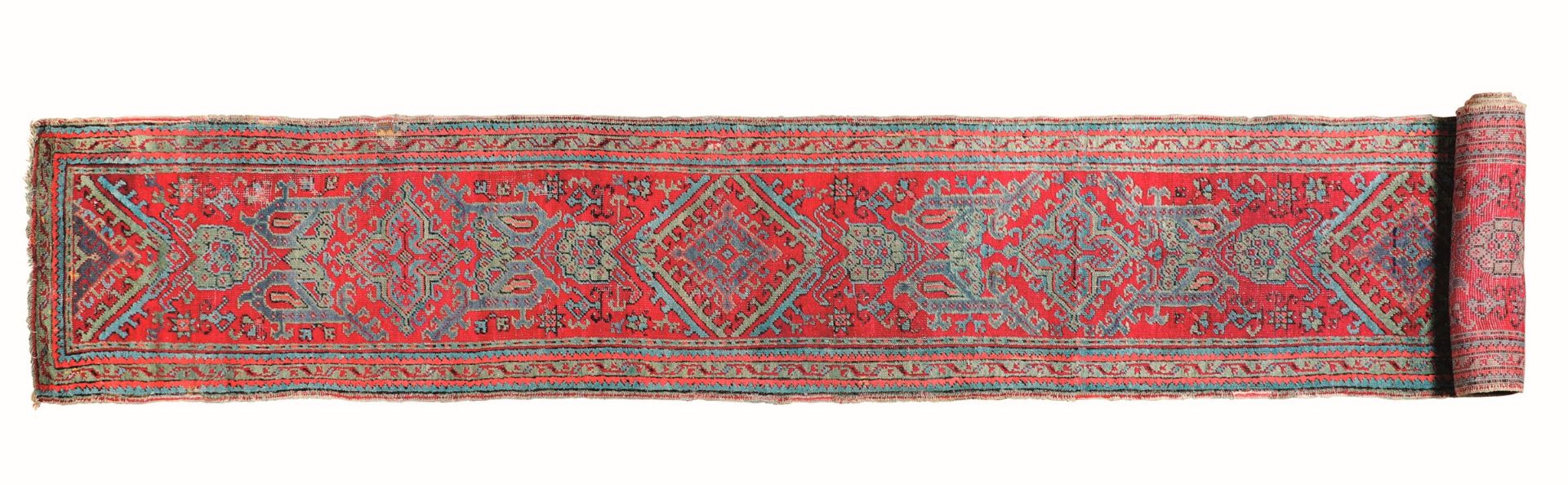Passatoia Anatolia fine XIX secolo, - campo rosso con medaglioni sovrapposti, cm [...]