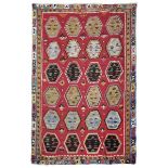 Kilim Persia inizio XX secolo, - campo rosso con file di medaglion iripetuti bordura [...]