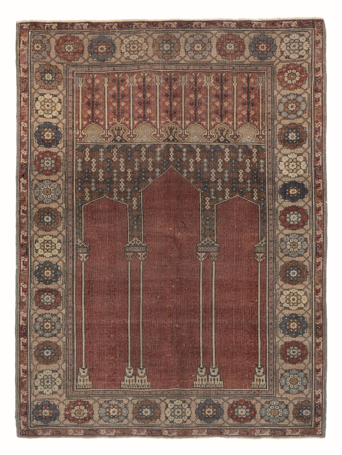 Tappeto Ladik, Anatolia XIX secolo, - nicchia mattone, sovrannicchia con garofani, [...]
