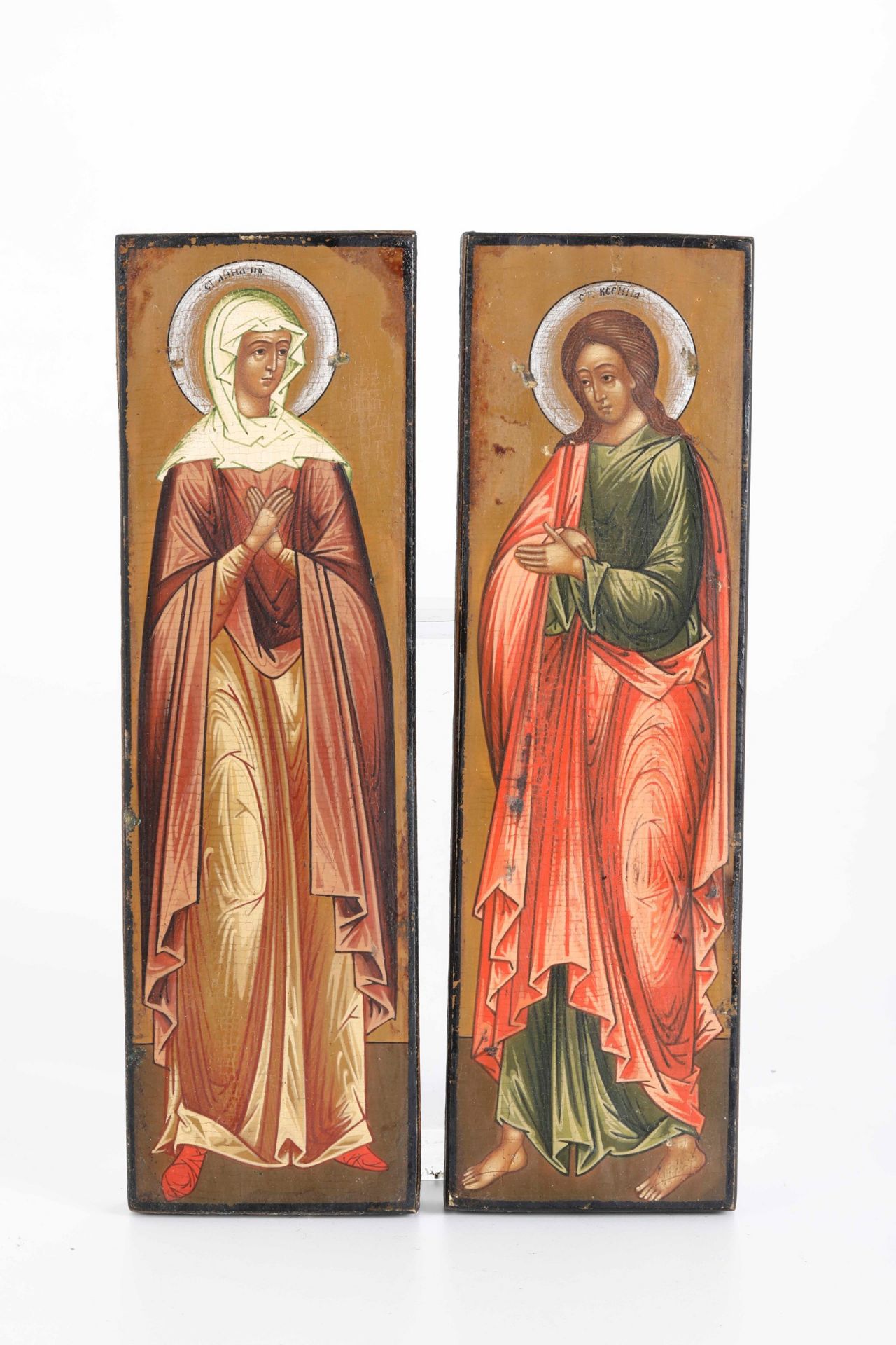 Due piccole icone con riza in metallo argentato raffiguranti Maria Maddalena e [...] - Bild 2 aus 3
