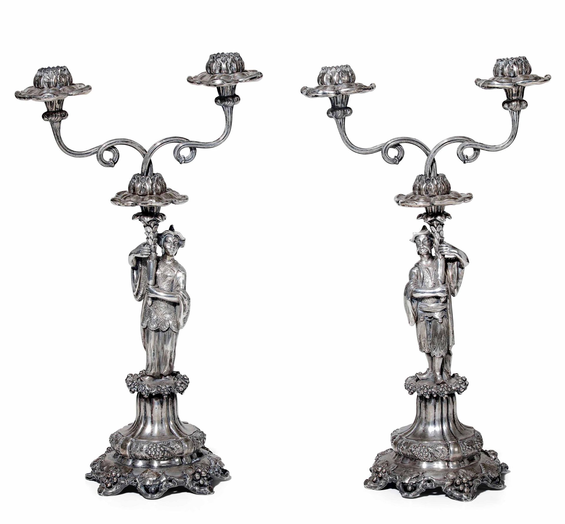 Two silver candlesticks, Austro-Hungarian Empire - Two silver candlesticks with [...]