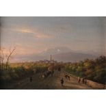 Cannella Giuseppe (Verona 1788 - Firenze 1847), Paesaggio con carrozze - olio su [...]