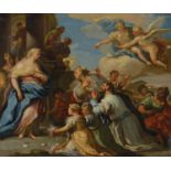 Luca Giordano (Napoli 1634-1705), attribuito a, Psiche onorata dal popolo - olio su [...]