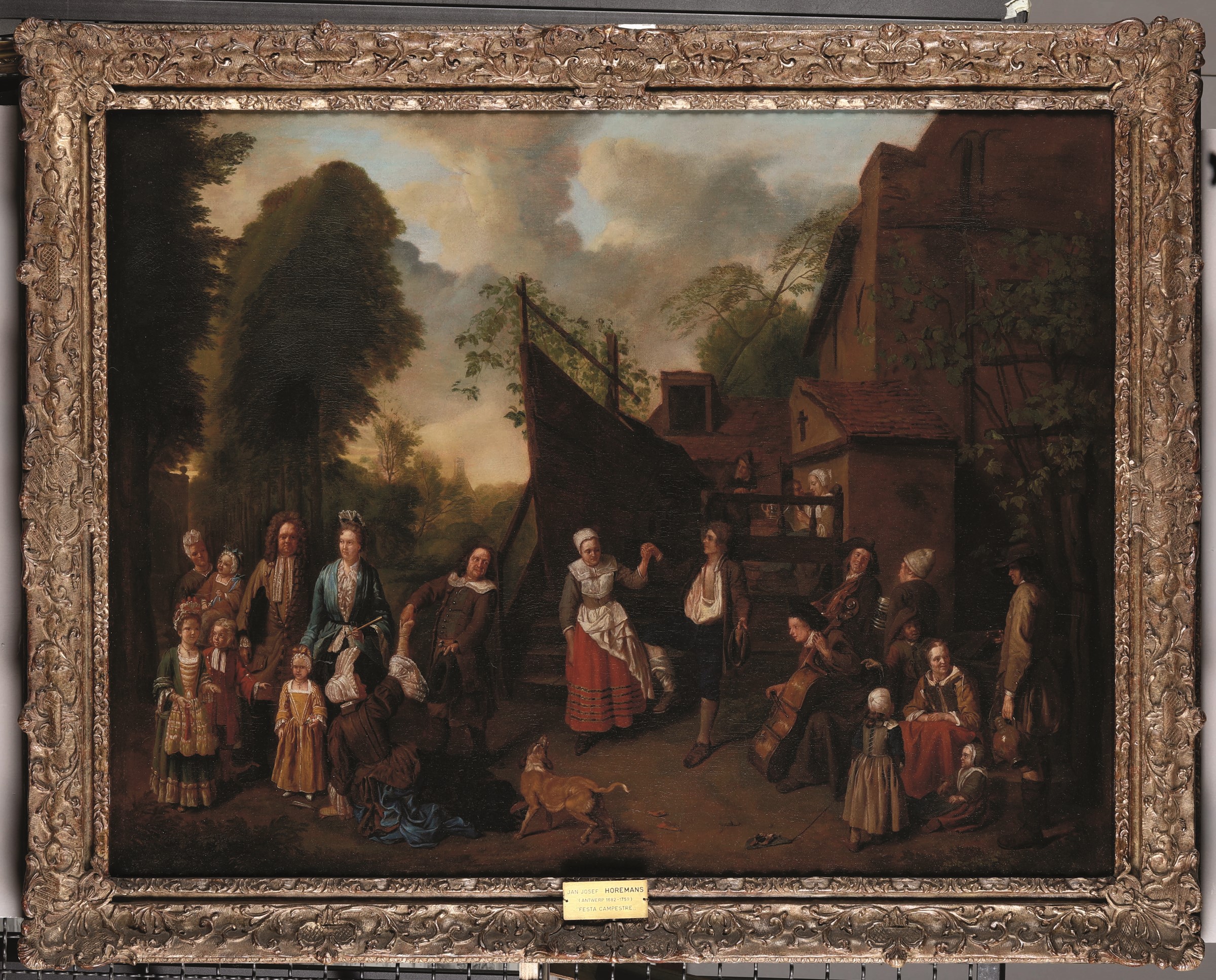 Jan Jozef Horemans (Anversa 1682-1759), Festa campestre - olio su tela, cm 83x100 - - Image 3 of 3