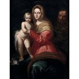 Scuola senese dell'inizio del XVII secolo, Madonna con Bambino e San Giuseppe - olio [...]