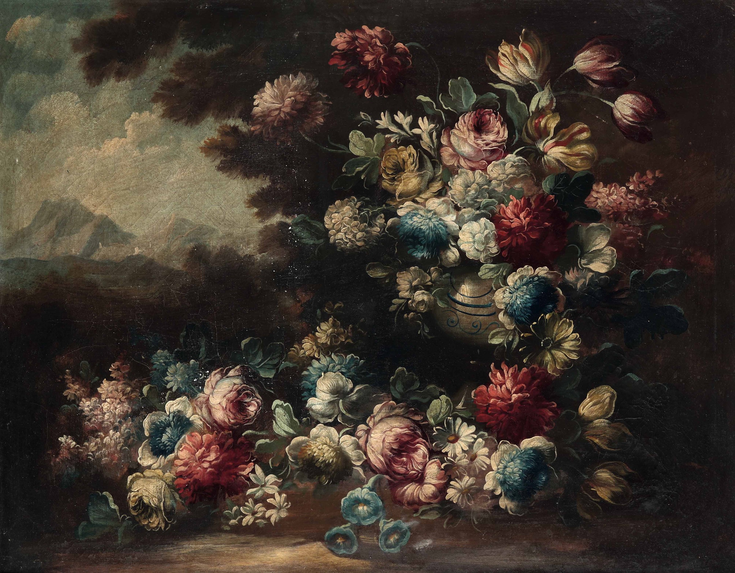 Scuola piemontese del XVIII secolo, Natura morta con vaso di fiori - coppia di [...]