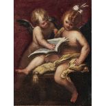 Valerio Castello (Genova 1624-1659), Putti con libro - olio su tela, cm 43x32, [...]