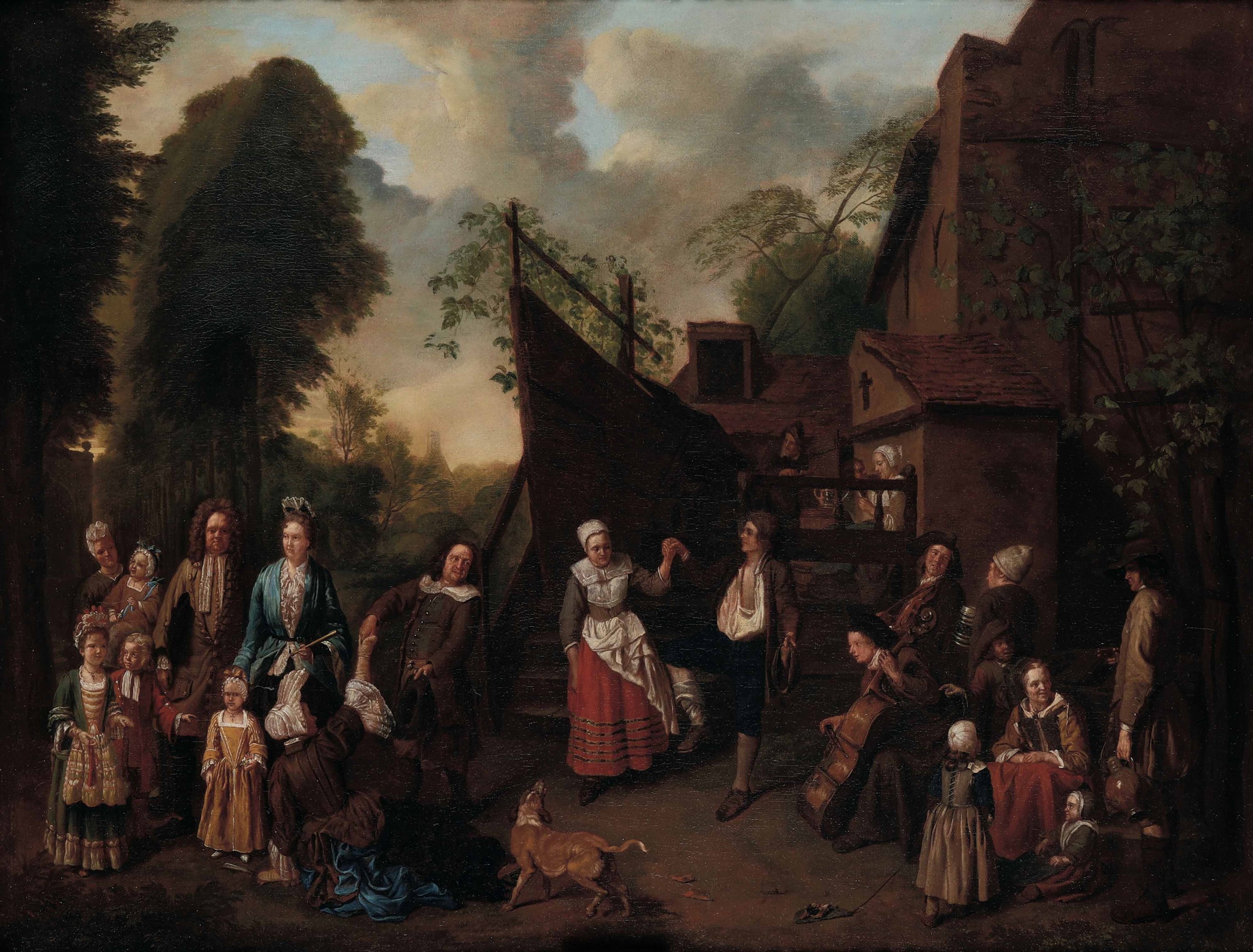 Jan Jozef Horemans (Anversa 1682-1759), Festa campestre - olio su tela, cm 83x100 -