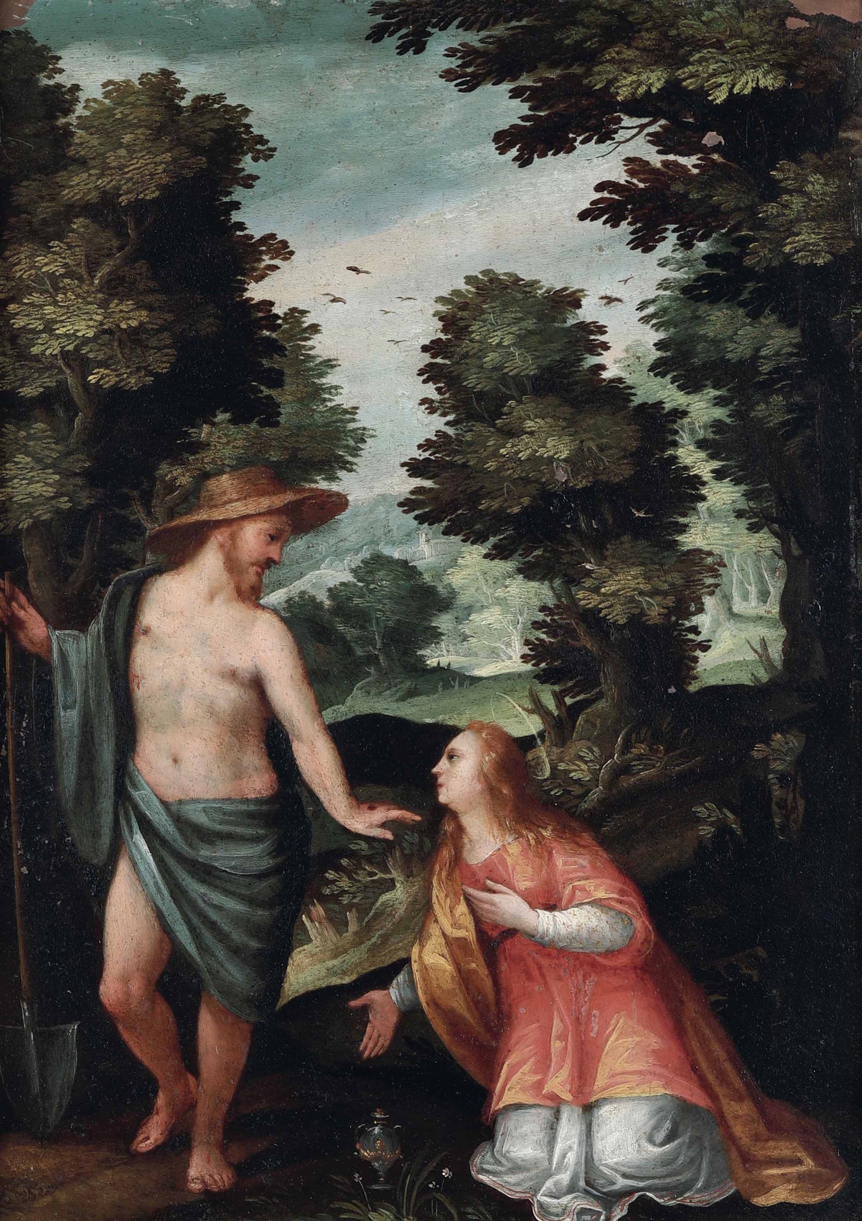 Scuola fiamminga del XVII secolo, Noli me tangere - olio su rame, cm 35x25 -