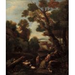 Salvator Rosa (Napoli 1615 - Roma 1673), nei modi di, Paesaggio arcadico con figure - [...]