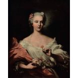 Jean-Marc Nattier (Parigi 1685-1776), Ritratto di gentildonna con fiori - olio su [...]