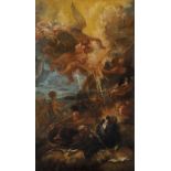 Scuola genovese del XVII secolo, Santo in estasi - bozzetto a olio su tela, cm 57,5x34 -