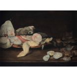 Scuola olandese del XVII secolo, Natura morta con pesci, ostriche e gatto - olio su [...]