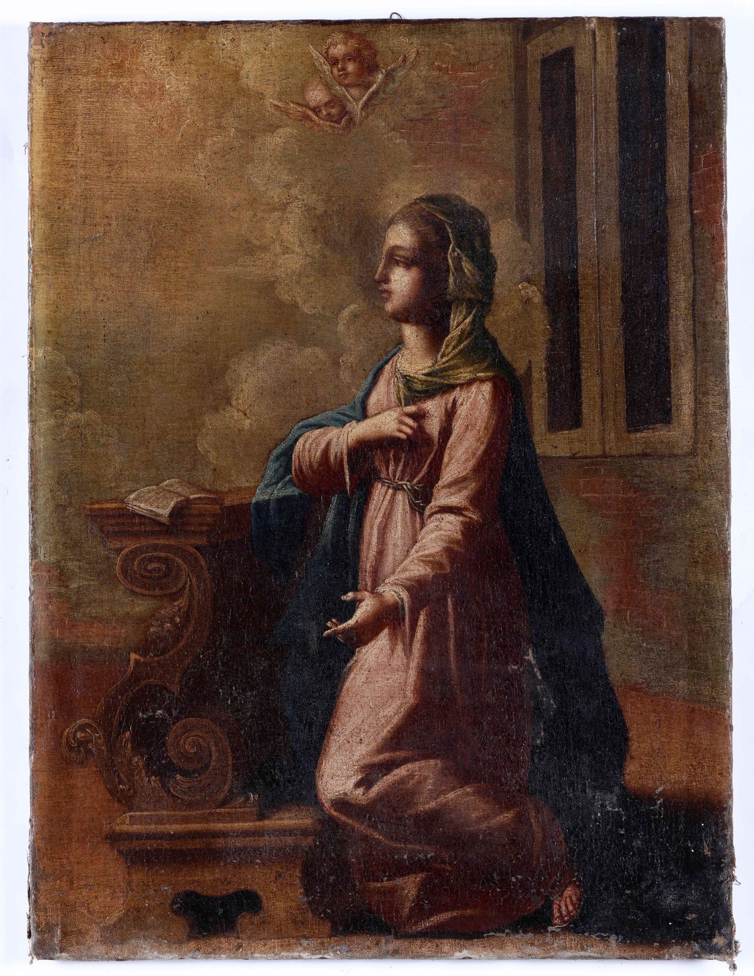 Scuola della fine del XVII secolo, Madonna Annunciata - olio su tela, cm 62,5x46 -