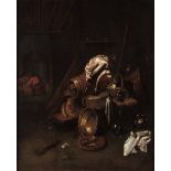 Willem Kalf (Rotterdam 1619 - Amsterdam 1693), Natura morta con vasellame in rame - [...]