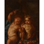 Scuola italiana del XVII secolo, Putti adornati di fiori - olio su tela, cm 76x61,5 -