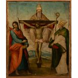 Scuola toscana del XVI secolo, La SS Trinità tra due Santi - tempera e olio su [...]