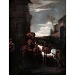 Pieter van Laer detto il Bamboccio (Haarlem 1599 ca-1642), ambito di, Uomo a cavallo [...]