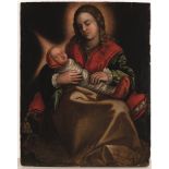 Scuola cremonese del XVI secolo, Madonna con Bambino - olio su tavola, cm 85x68 -