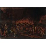 Scuola fiamminga XVII secolo, Notturno con scena di martirio - olio su tavola, cm [...]