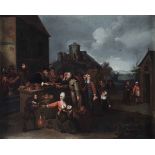 Pieter Van Bredael (Anversa 1629-1719), Scena di paese - olio su tela, cm 55x68 -