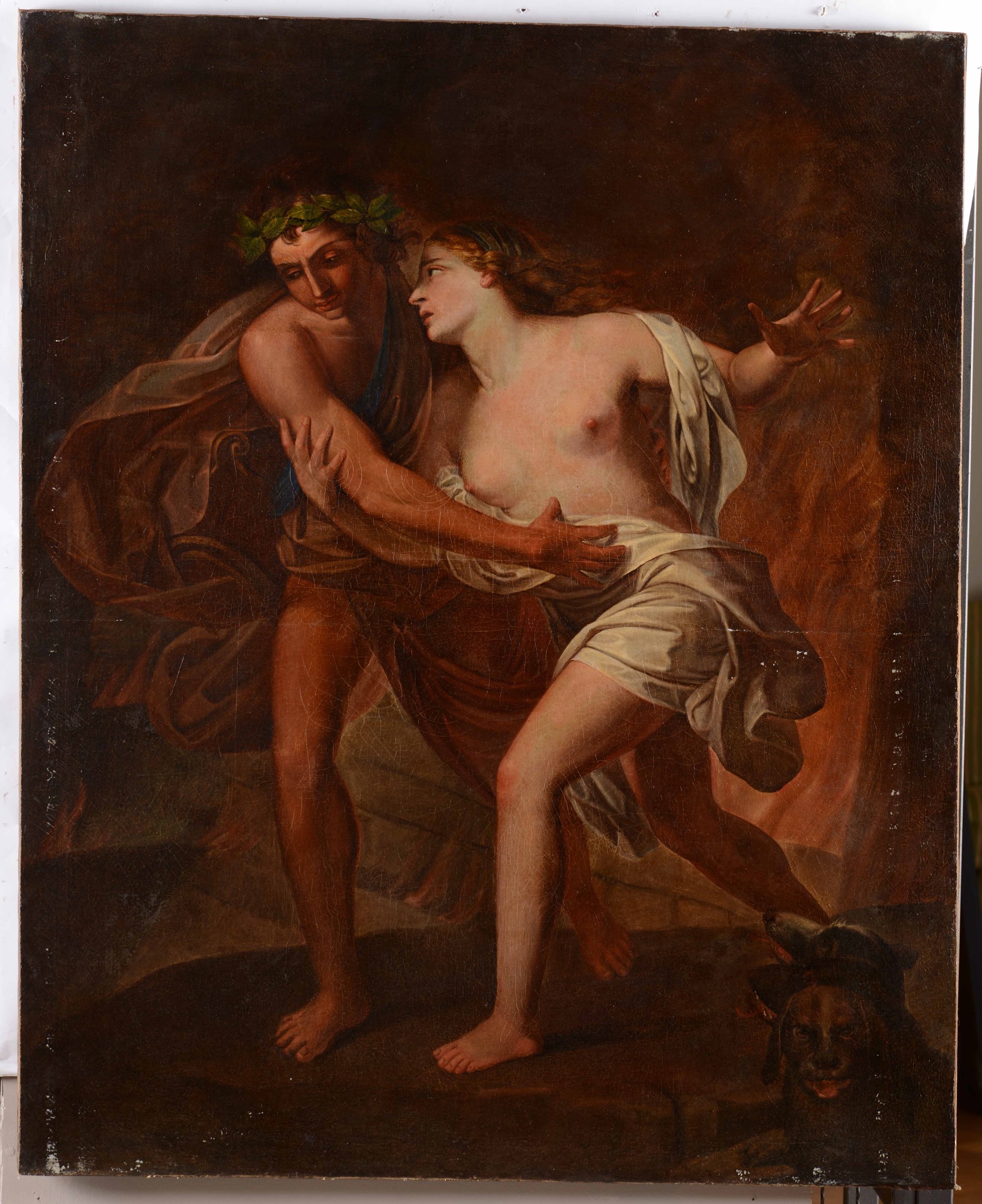 Scuola italiana del XIX secolo, Orfeo ed Euridice - olio su tela, cm 125x100 -