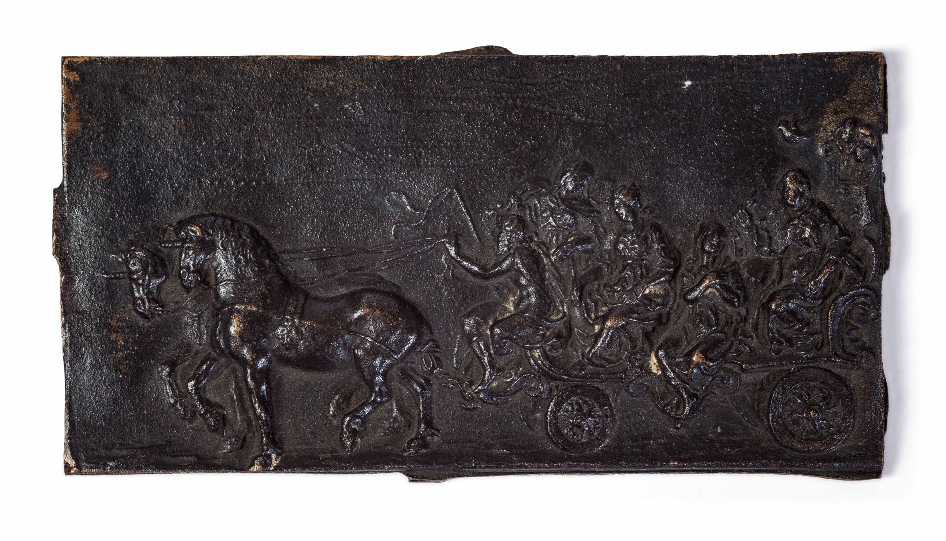 A bronze plaque, Flanders, 1100s - cm 12x6 Sul verso etichetta cartacea "Antichità [...]