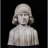 A marble bust, attr. F. Laurana, 1400s - cm 41x32x22. L'opera è accompagnata da una [...]