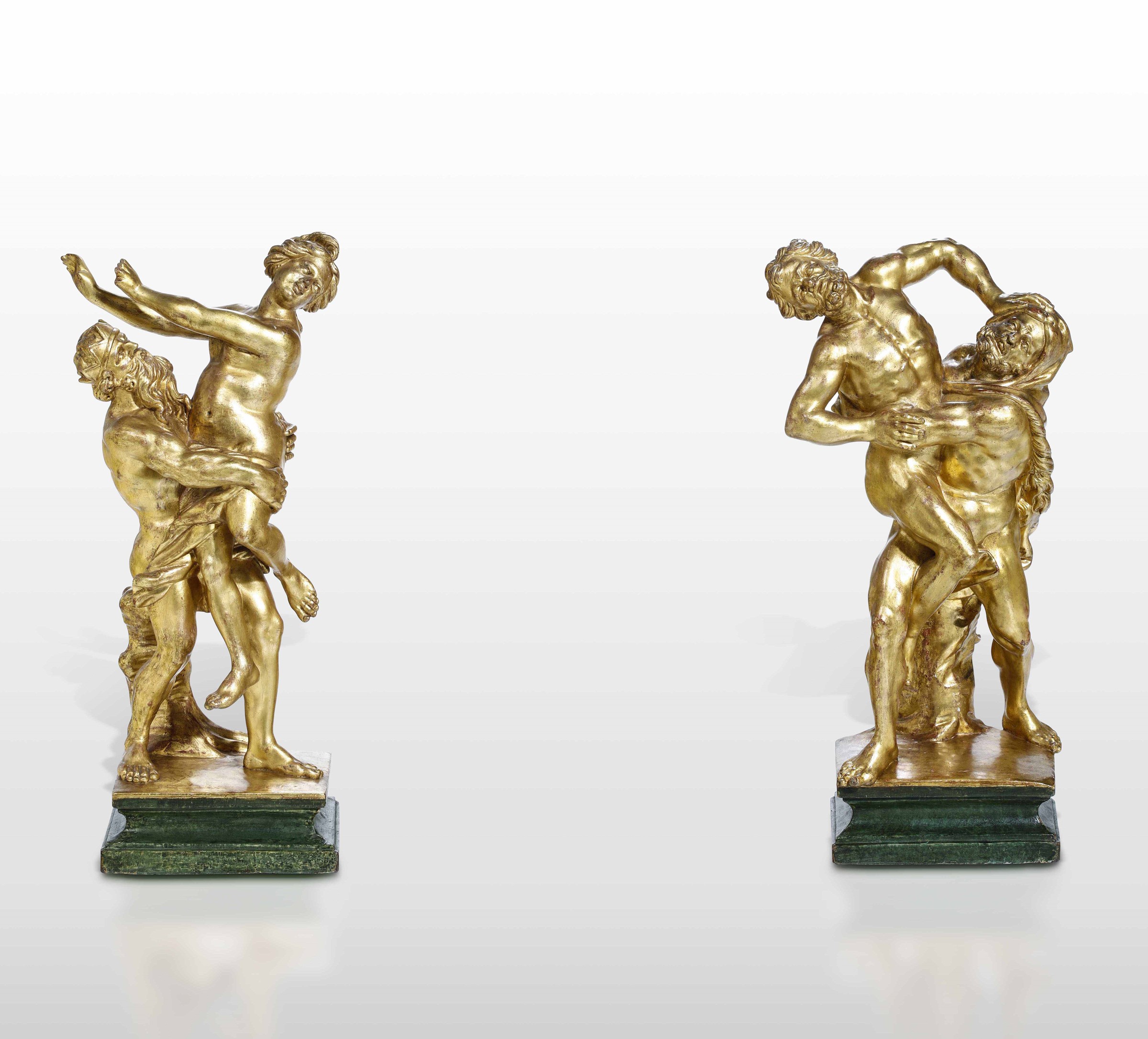 Two gilt wood sculptures, Rome, 1600s - altezza cm 49 circa -