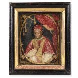 A wax Pope Benedict XIII, Sicily, 1700s - Altorilievo in cera policroma entro cornice [...]