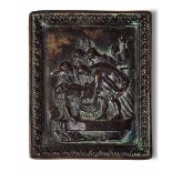 A bronze plaque, 1100s - cm 10x8 -