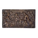 A bronze plaque, 1100s - cm 12,4x7 Sul verso etichetta cartacea "Antichità Nella [...]