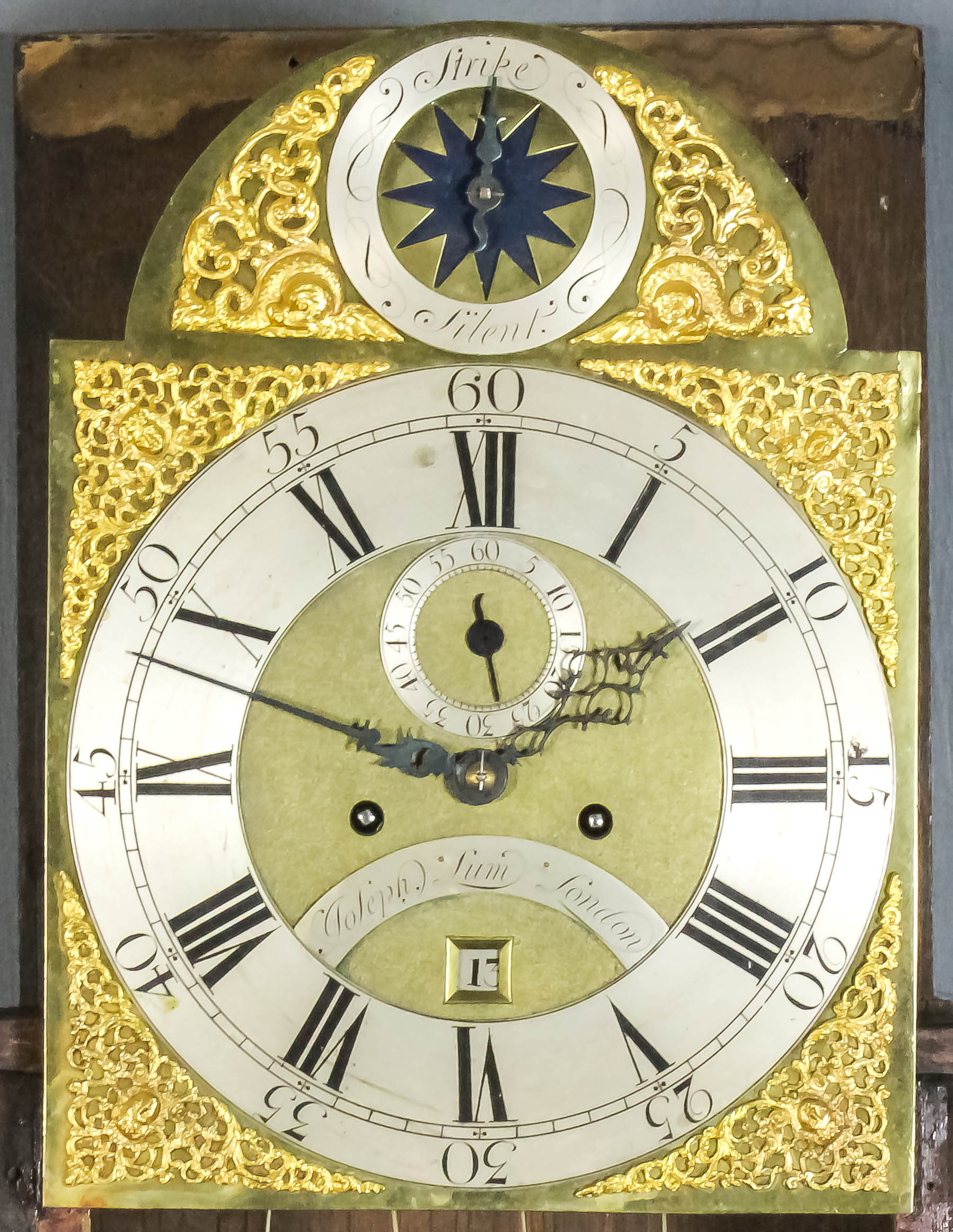A Mahogany Longcase Clock, George III, by Joseph Lum of London, the 12ins arched brass dial with - Image 2 of 2