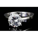 A Solitaire Diamond Ring, Modern, in 18ct white gold mount, set with a round brilliant cut